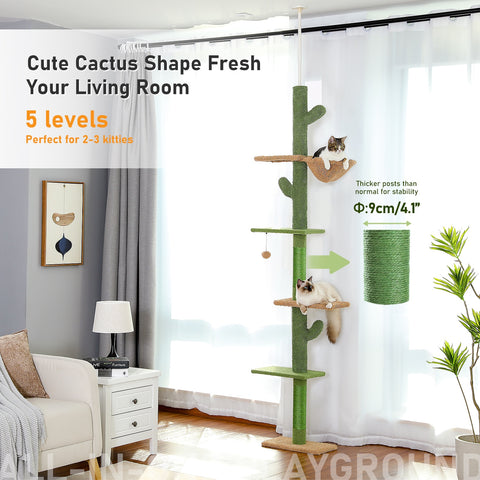 Indoor Natural Scratching Post Adjustable Climbing Tree Jumping Toy