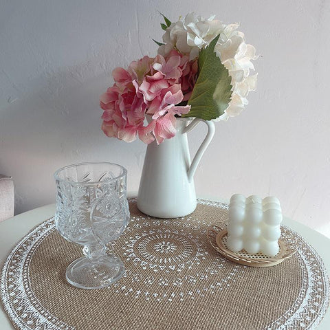 Round Embroidery Lace Table Placemat