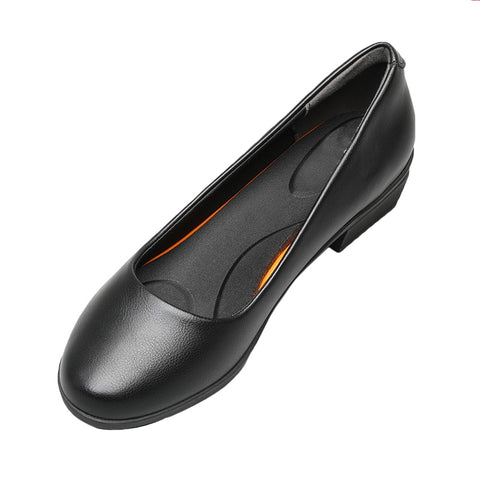 Black Leather Women's Work Shoes