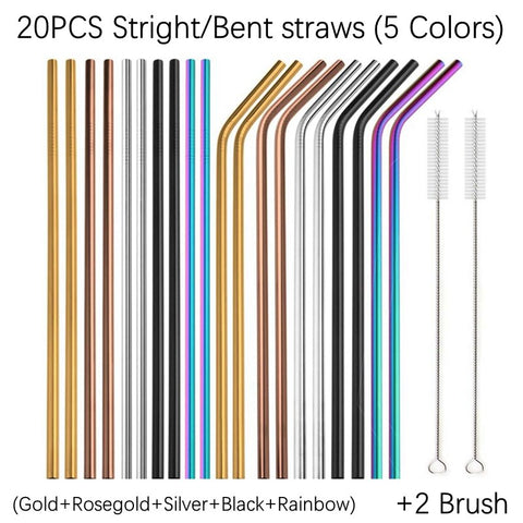 Stainless Steel Straws Set with Brush