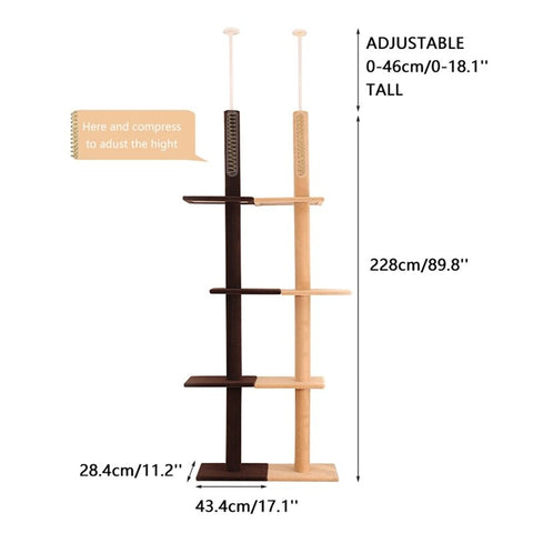 Juguete de salto de árbol de escalada ajustable para poste de rascado natural para interiores