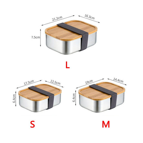 Caja de almuerzo con tapa de bambú Bento
