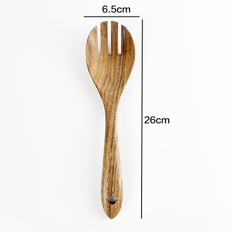 Cucharas De Madera De Teca Natural Para Sartén Antiadherente