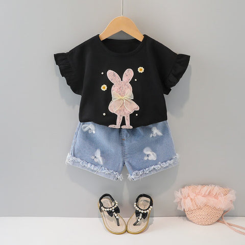 Short Sleeve Summer Cotton Rabbit T-shirt+Pants