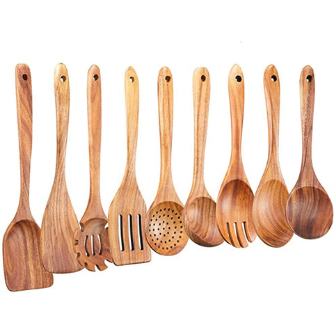 Natural Teak Wooden Spoons For Non-stick Pan