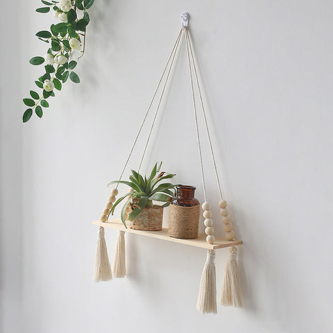 Woven Wall Hanging Wood Shelves for Home Decor