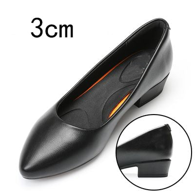 Black Leather Women's Work Shoes