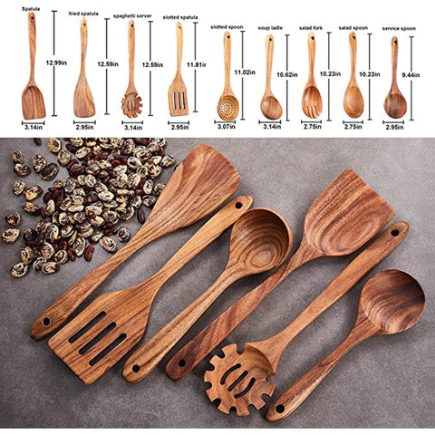 Natural Teak Wooden Spoons For Non-stick Pan