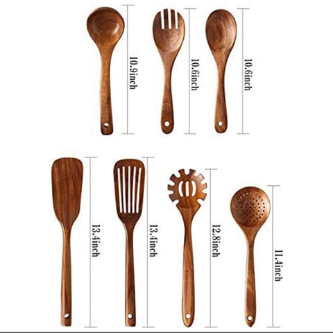 Natural Teak Wooden Spoons For Non-stick Pan