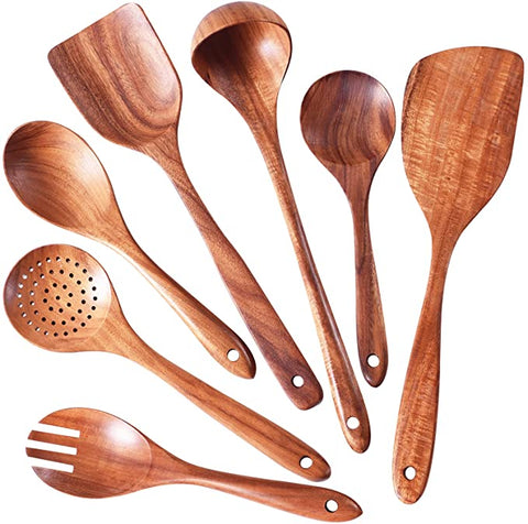 Natural Teak Wooden Spoons For Non-stick Pan