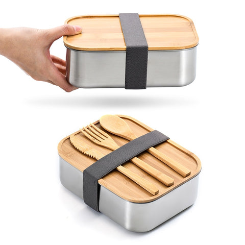 Bento Bamboo Cover Food Container Lunch Box