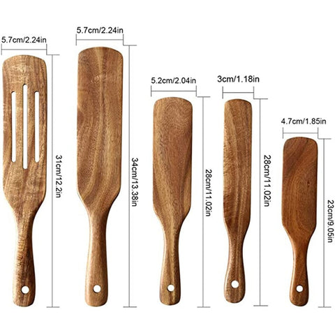 Natural Teak Wooden Spoons For Non-stick Pan