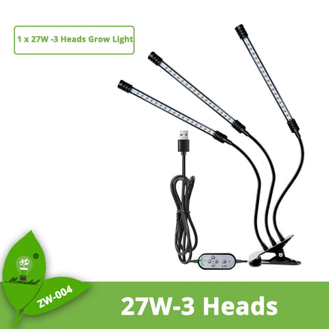 4 Head LED USB Full Spectrum Plant Grow Light with Clips