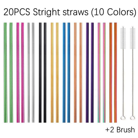 Stainless Steel Straws Set with Brush