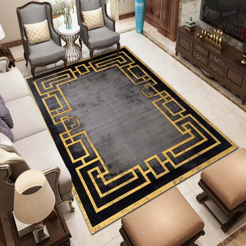 Luxury Gold Black Rug Carpet For Home