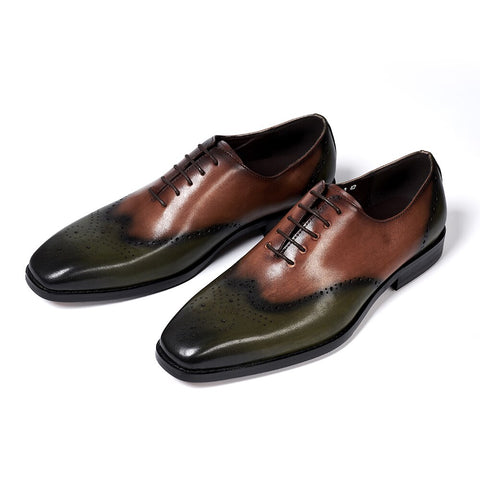 Brogue Style Men's Genuine Leather Lace-Up Luxury Dress Shoes