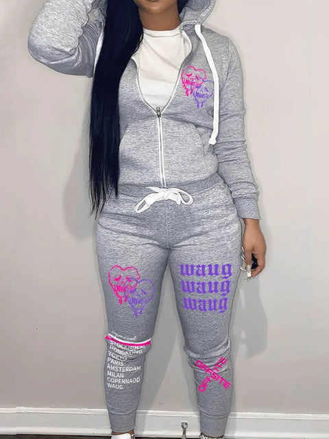 Casual Sporty Long Sleeve Tracksuit Set