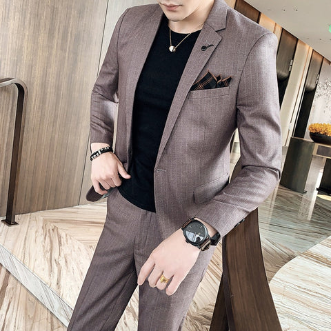 2 Piece Slim Fit Cotton Business Suit