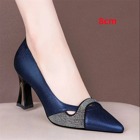 Women Navy Blue High Heel Shoes