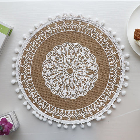 Cotton Linen Embroidery Pad Dish