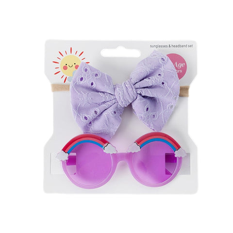 Juego de gafas de sol con diadema para bebés para niñas