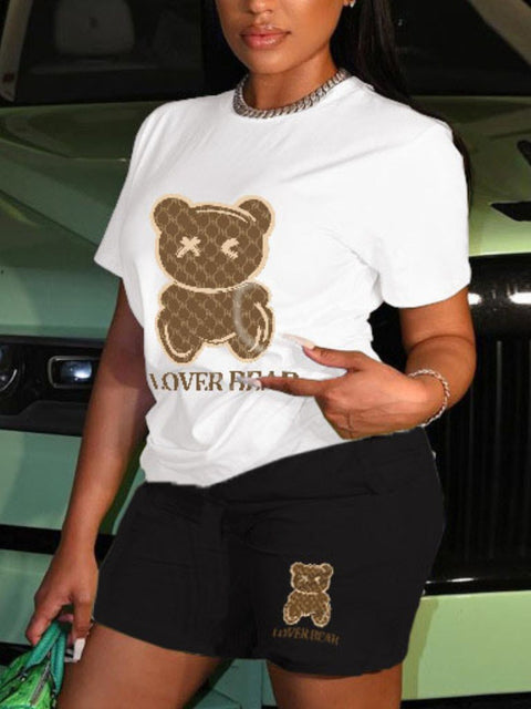 Lovely Bear Letter Print Kangaroo Pocket Tracksuit