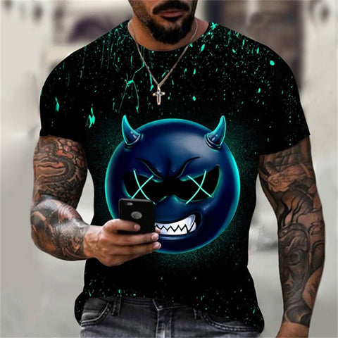 Camiseta con estampado 3D de hip-hop de tendencia de verano