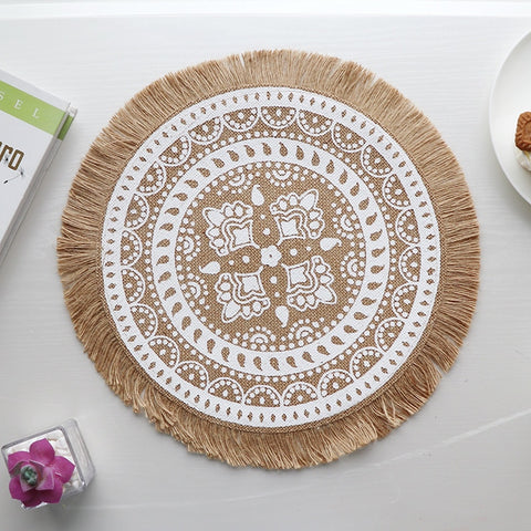 Cotton Linen Embroidery Pad Dish