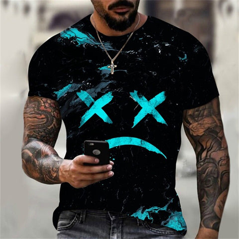 Camiseta con estampado 3D de hip-hop de tendencia de verano