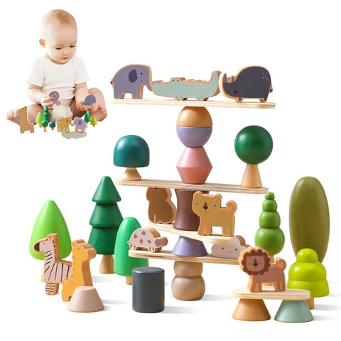 Baby Wooden Montessori Toys Animal Tree Puzzle