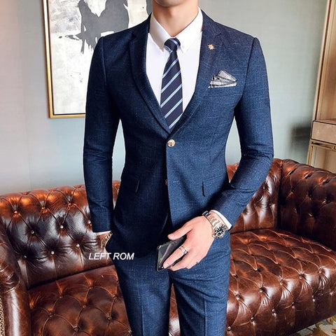 2 Piece Slim Fit Cotton Business Suit