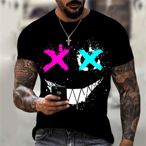 Camiseta con estampado 3D de hip-hop de tendencia de verano