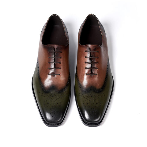 Brogue Style Men's Genuine Leather Lace-Up Luxury Dress Shoes