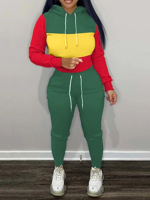 Conjunto de chándal con bolsillo de patchwork