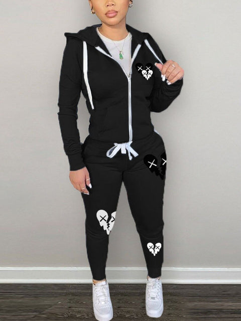 Casual Sporty Long Sleeve Tracksuit Set