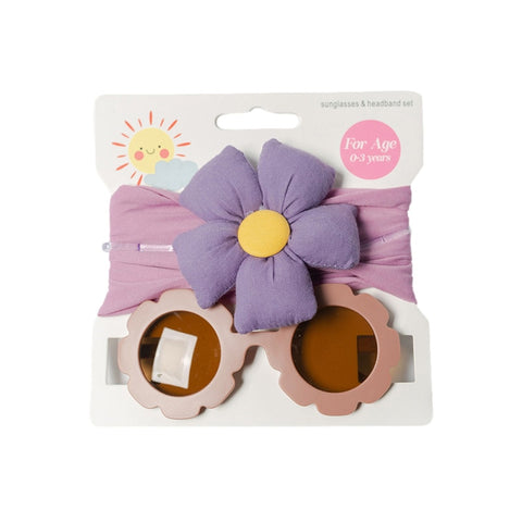 Juego de gafas de sol con diadema para bebés para niñas