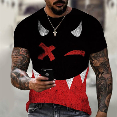 Camiseta con estampado 3D de hip-hop de tendencia de verano