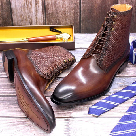 Luxury Men's Genuine Leather Ankle Boots