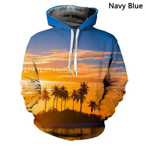 Beach Coconut Tree Print Hoodie