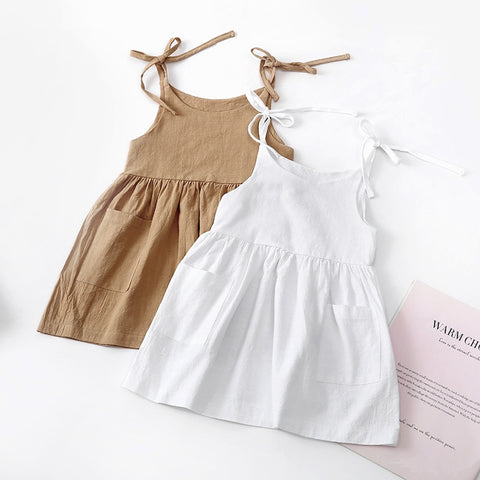 Solid Cotton Sleeveless Children Dress