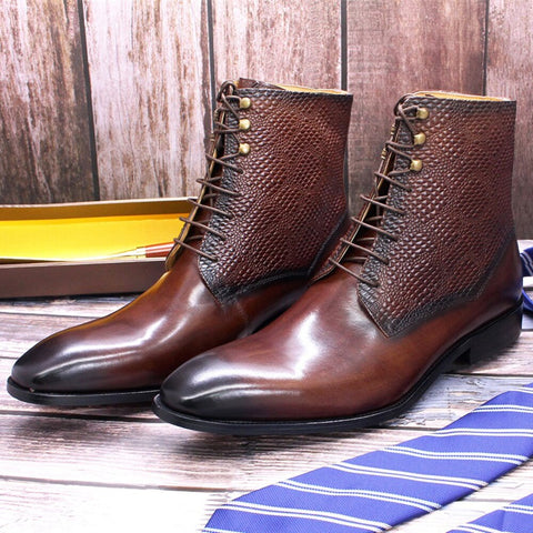 Luxury Men's Genuine Leather Ankle Boots