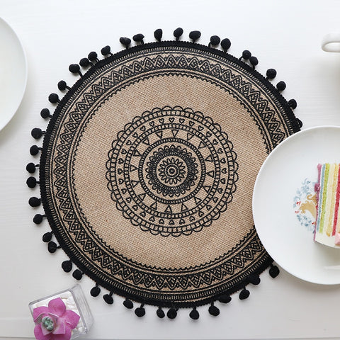 Cotton Linen Embroidery Pad Dish