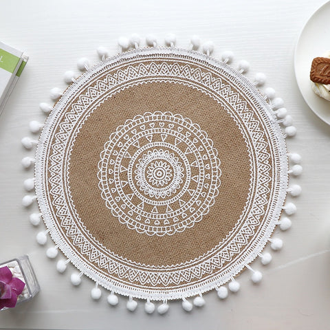 Cotton Linen Embroidery Pad Dish