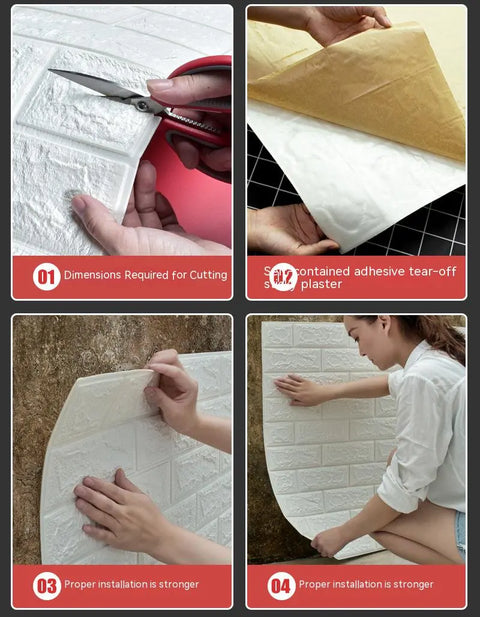 Self-Adhesive 3D Foam Brick Wallpaper