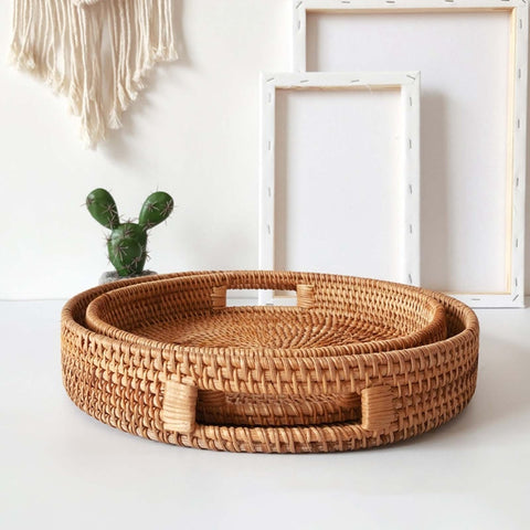 Rattan Storage Tray Handwoven Wicker Basket