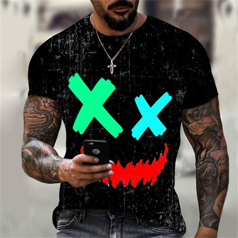 Camiseta con estampado 3D de hip-hop de tendencia de verano