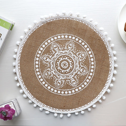 Cotton Linen Embroidery Pad Dish