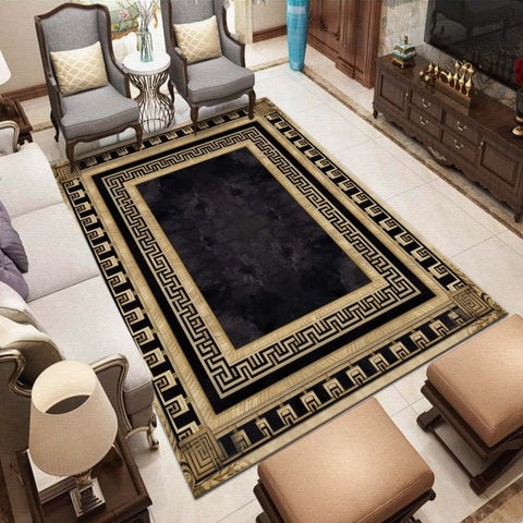 Alfombra de alfombra negra dorada de lujo para el hogar