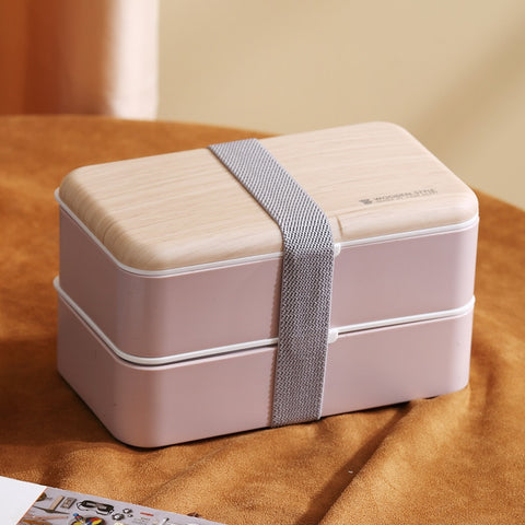 Double Layer Microwave Food-Safe Wooden Bento Box