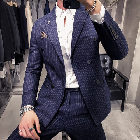 2 Piece Slim Fit Cotton Business Suit
